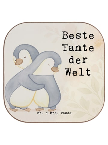Mr. & Mrs. Panda Glas-Untersetzer Pinguin Beste Tante der Welt D... in Weiß
