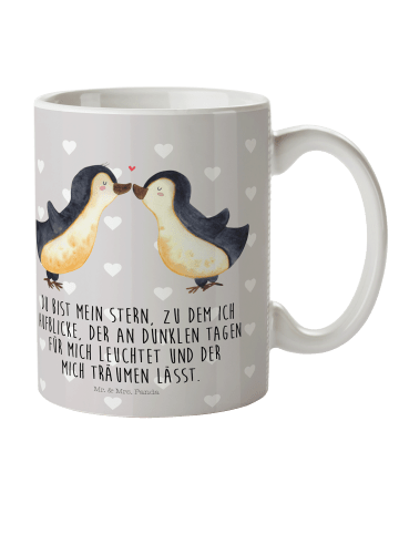 Mr. & Mrs. Panda Kindertasse Pinguin Liebe mit Spruch in Grau Pastell