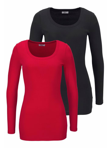 FLASHLIGHTS Langarmshirt in rot, schwarz