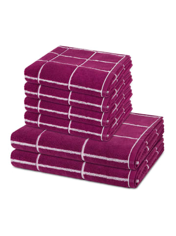 Ross 4 X Handtuch 2 X Duschtuch im Set Sensual Skin Karo in Fuchsia