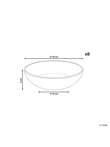 Beliani 8er-Set Teller und Schüsseln COSTMARY in Grau