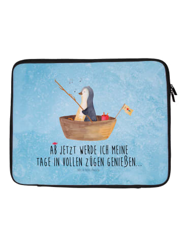 Mr. & Mrs. Panda Notebook Tasche Pinguin Angelboot mit Spruch in Eisblau