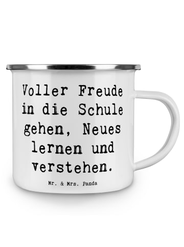 Mr. & Mrs. Panda Becher Spruch Schulanfang Freude mit Spruch in Weiß