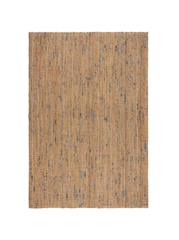 KADIMA DESIGN Juteteppich Jute Naturbelassen, Wohnzimmer in Natur-Blau