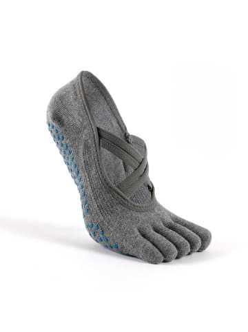 MUNADUNA Yoga-Zehensocken mit Doppelkreuz in Hellgrau