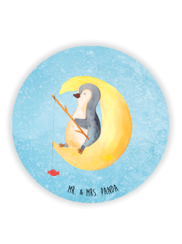 Mr. & Mrs. Panda Rund Magnet Pinguin Mond ohne Spruch in Eisblau