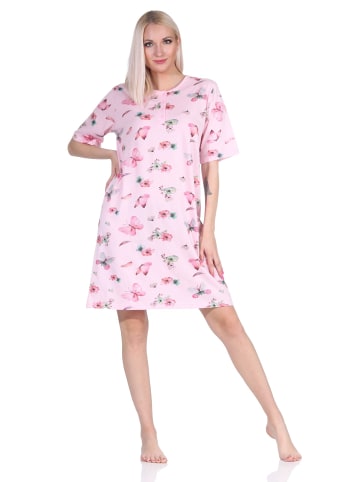 NORMANN kurzarm Nachthemd floralem Schmetterlings print   - 73101 in rosa