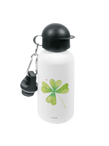 Mr. & Mrs. Panda Kindertrinkflasche Blume Kleeblatt ohne Spruch in Weiß