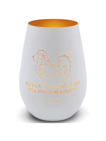 Mr. & Mrs. Panda Gold Windlicht Hund Australien Shepherd mit Spruch in Weiß