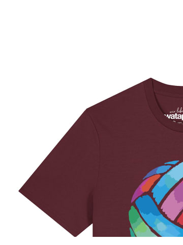 wat? Apparel T-Shirt Volleyball in Watercolor in Weinrot