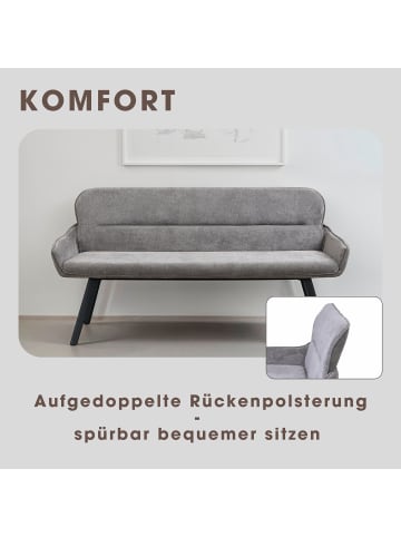 byLiving Bank RICO in dunkelgrau - B 160, H 90, T 62 cm