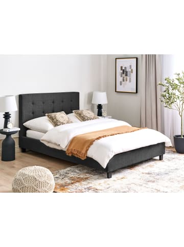 Beliani Doppelbett LA ROCHELLE in Grau/Schwarz - (W) 147 x (H) 109 x (L) 218 cm