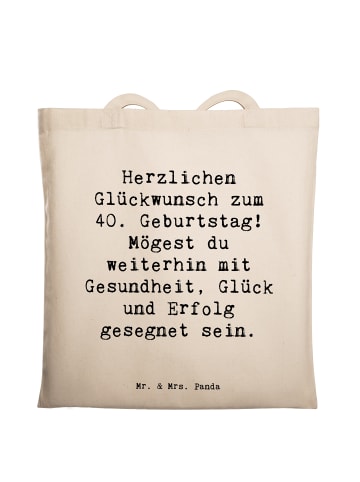 Mr. & Mrs. Panda Tragetasche Spruch 40. Geburtstag mit Spruch in Creme