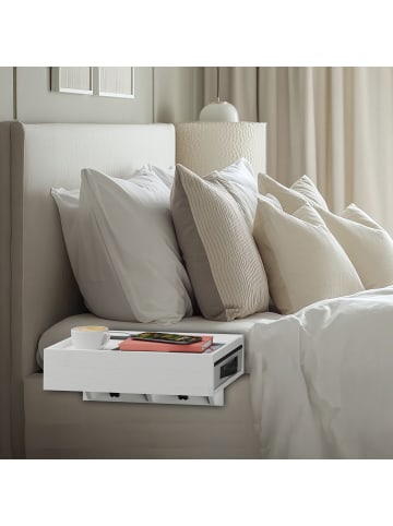 relaxdays Nachttisch klemmbar in Weiß - (B)37 x (H)14 x (T)26,5 cm
