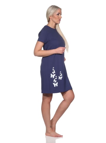 NORMANN Nachthemd kurzarm Tupfen Punkte Optik - 86462 in navy