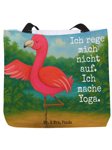Mr. & Mrs. Panda Tasche Flamingo Yoga Design mit Spruch in Weiß