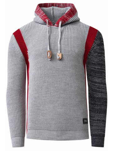 Rusty Neal Kontrast Grobstrick Kapuzenpullover in Grau