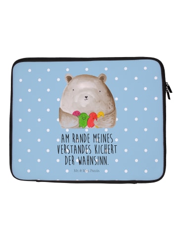 Mr. & Mrs. Panda Laptop Tasche Bär Gefühl mit Spruch in Blau Pastell