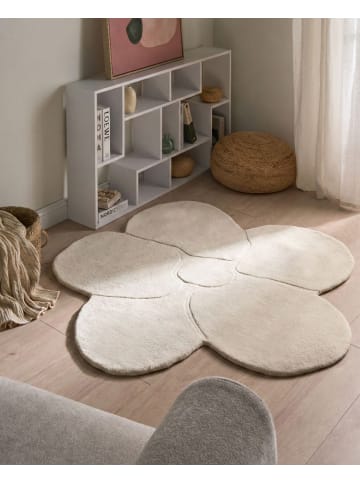 Beliani Kurzflor KOKKINI in Beige - (W) 140 x (L) 140 cm