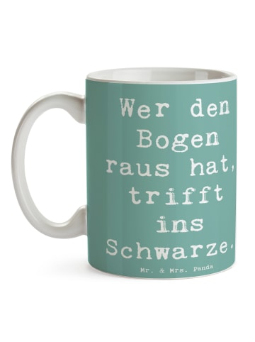 Mr. & Mrs. Panda Keramiktasse Spruch Bogensport Meister mit Spruch in Meeresbrise