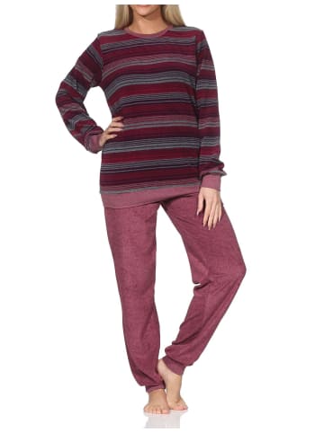 NORMANN Frottee Schlafanzug langarm Bündchen Streifenoptik in beere1