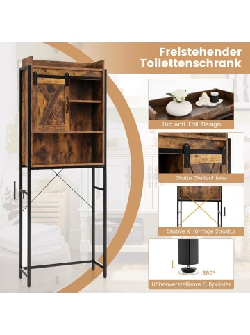 COSTWAY Toilettenschrank in Hellbraun