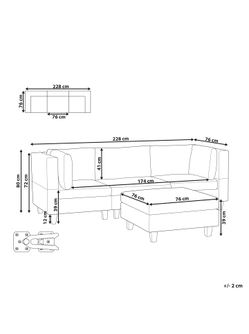 Beliani 4-tlg 3-Sitzer Sofa UNSTAD in Schwarz
