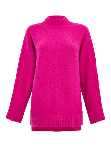 Threadbare Pullover THB Brick Multi Striped Roll Neck Jumper in Pink
