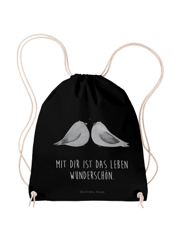 Mr. & Mrs. Panda Sportrucksack Turteltauben Liebe mit Spruch in Schwarz