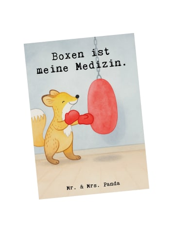 Mr. & Mrs. Panda Ansichtskarte Fuchs Boxen Design mit Spruch in Weiß