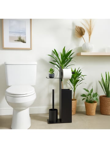 relaxdays WC Garnitur in Schwarz - (B)22 x (H)67 x (T)12 cm