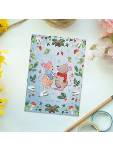 Mr. & Mrs. Panda Grußkarte Mäuse Weihnachten ohne Spruch in Weiß