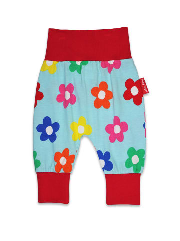 Toby Tiger Hose mit Regenbogenblumen Print in blau