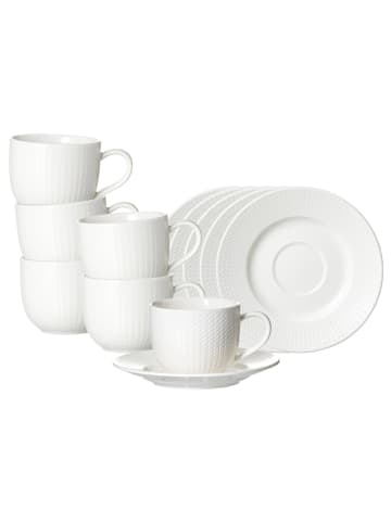Ritzenhoff & Breker 6er Set Kaffeetassen mit Untertassen Saphir 220 ml weiß in weiß
