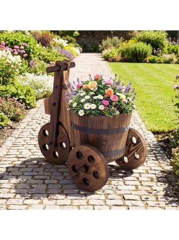 COSTWAY Dreirad Pflanzenständer in Braun