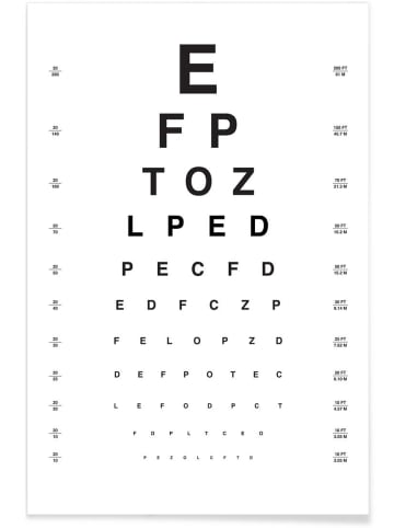Juniqe Poster "Eye Chart" in Schwarz & Weiß
