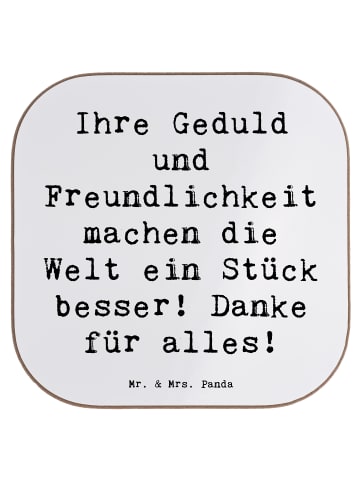 Mr. & Mrs. Panda Glas-Untersetzer Spruch Erzieher-Dank mit Spruch in Weiß