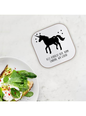 Mr. & Mrs. Panda Tassenuntersetzer Alle verrückt hier. Komm... m... in Weiß