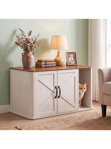 Feandrea Katzenhaus Hains in Braun-Weiß - (B)49 x (H)50 x (T)85 cm