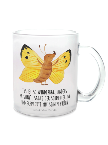 Mr. & Mrs. Panda Teetasse Schmetterling Zitronenfalter mit Spruch in Transparent