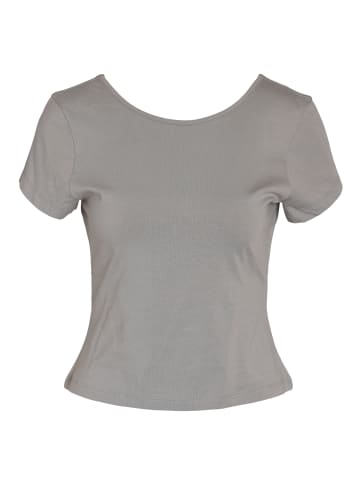 Noisy may Top enger Schnitt Rundhals Kappenärmel in Grau