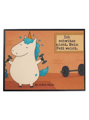 Mr. & Mrs. Panda schreibauflage Einhorn Fitness Design mit Spruch in Weiß