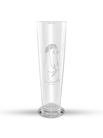 Mr. & Mrs. Panda Bierglas Pinguin Blumen ohne Spruch in Transparent