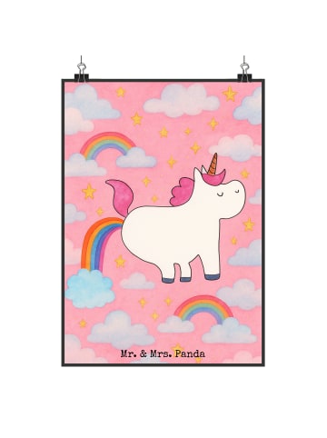 Mr. & Mrs. Panda Poster Einhorn Pupsen Design ohne Spruch in Weiß