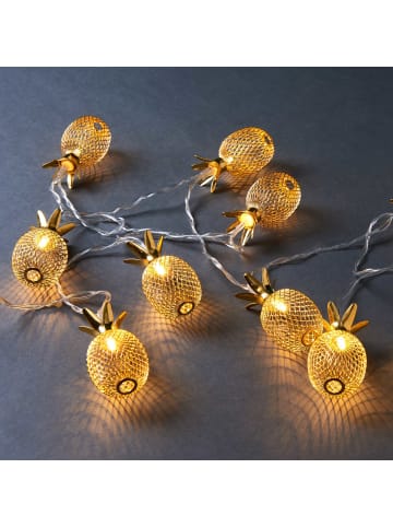 Butlers LED-Lichterkette Ananas 10 Lichter mit USB-Batteriefach MIAMI in Gold