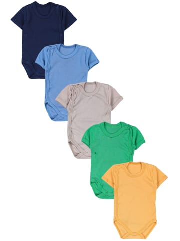 TupTam Baby Jungen Kurzarm Wickelbody 5er Set in grün/blau