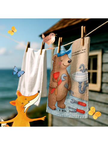 Mr. & Mrs. Panda Handtuch Klempner Leidenschaft Design mit Spruch in Weiß
