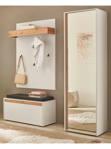 Furn.Design Garderoben-Set 4-teilig weiß, Eiche Wotan 170 cm, viel Stauraum