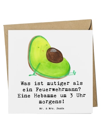 Mr. & Mrs. Panda Glückwunschkarte Mutige Hebamme mit Spruch in Weiß