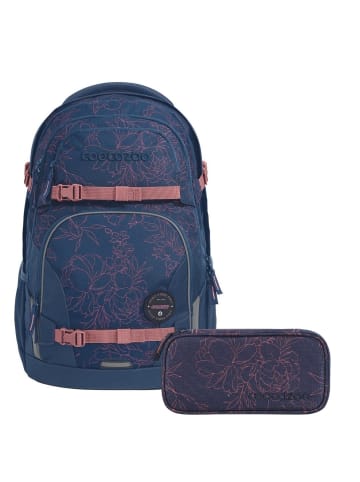 Coocazoo Schulrucksack-Set PORTER Sweet Rose in blau/rosa 2-teilig